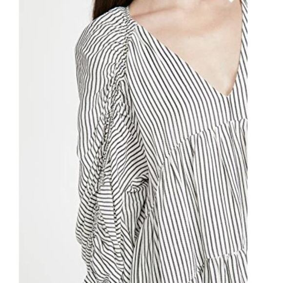 FRAME NWT BOHO BOHEMIAN CASUAL STRIPE DRESS SHIRRED BABYDOLL EMPIRE S - Picture 8 of 9